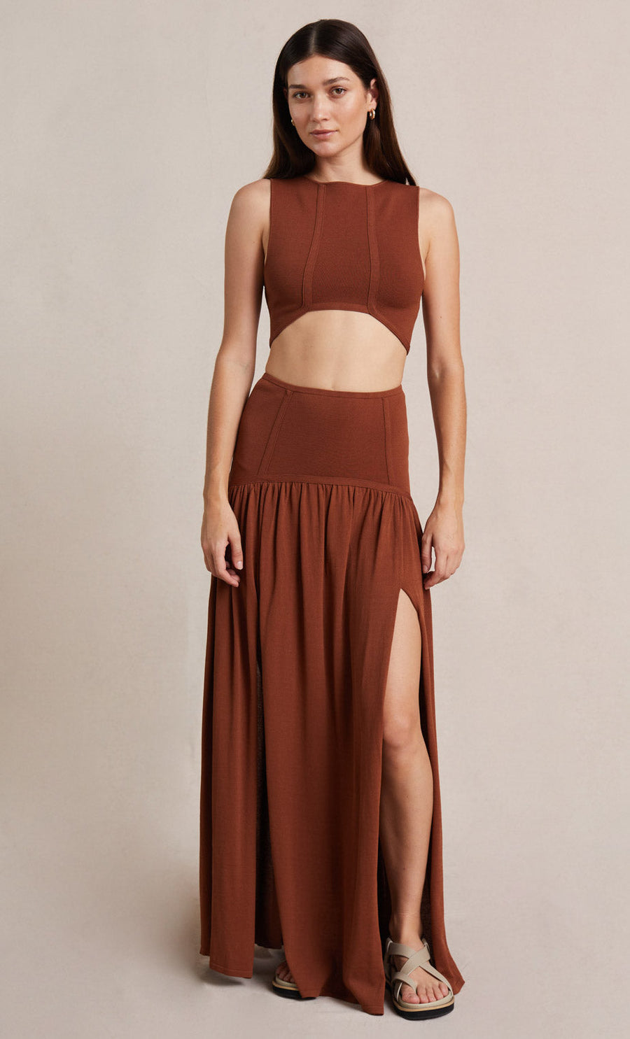 ◆Loulouseoul◆ Unbar Frill Maxi Skirt Brown Beetle Brown High Low Renfaire Aesthetic Skirt | Brown