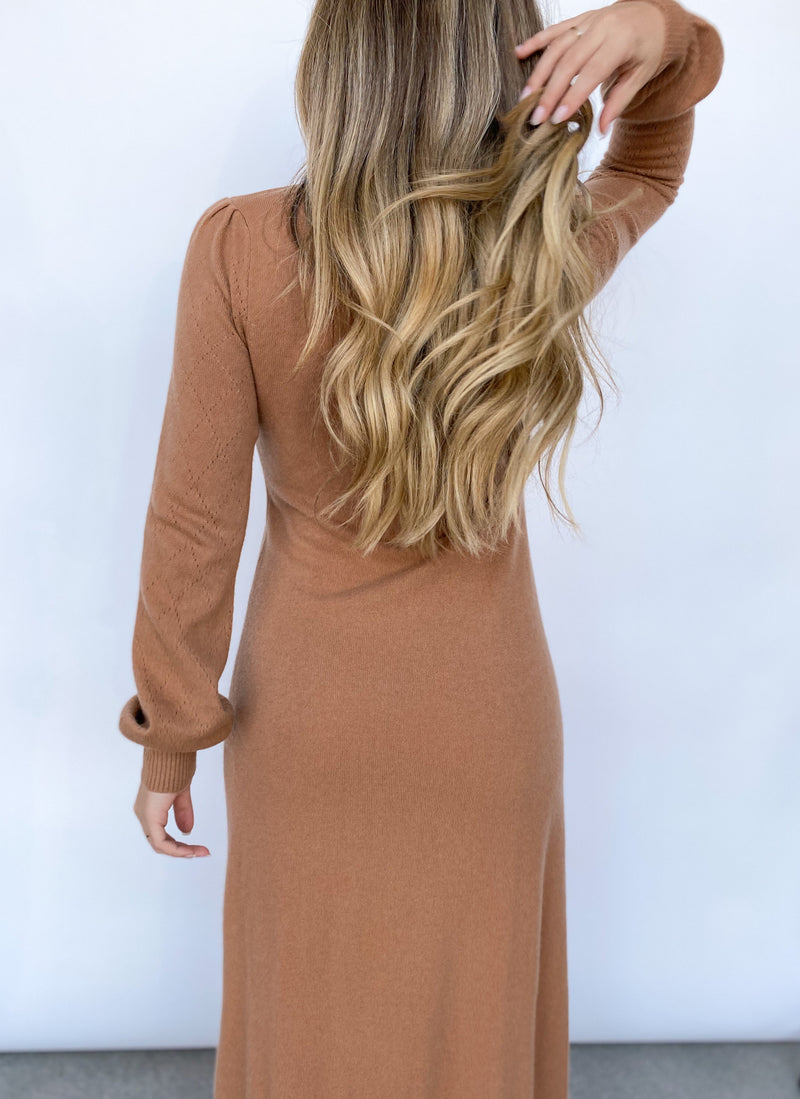 Casey Sweater Dress - Camel - house of lolo
