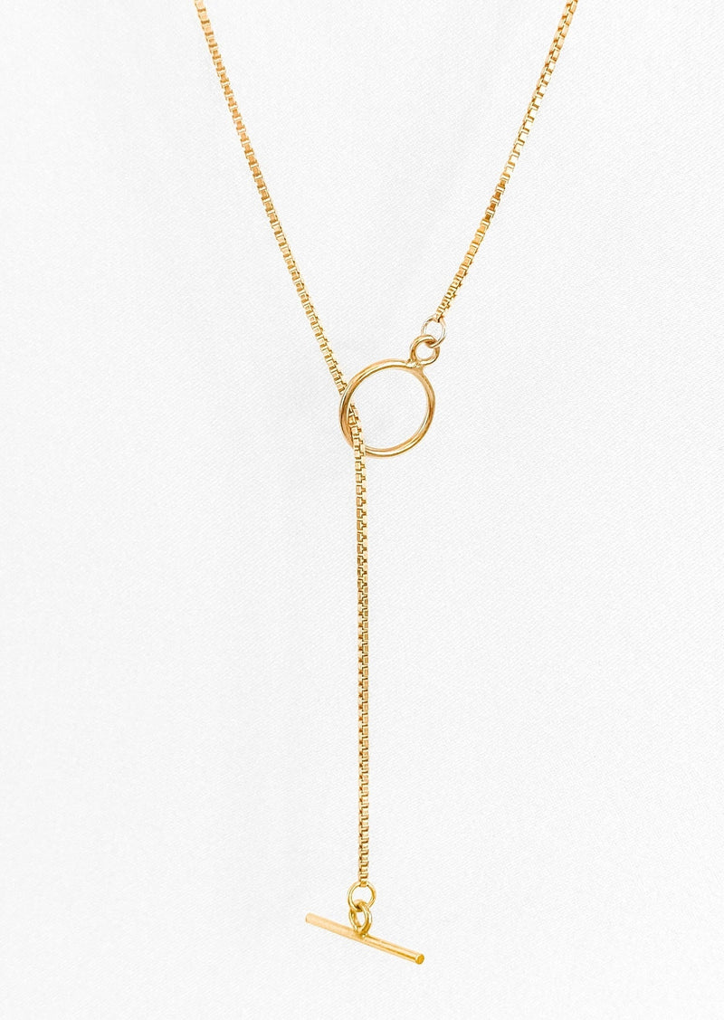 Solange Box Chain Lariat Necklace 14k Gold Filled - house of lolo
