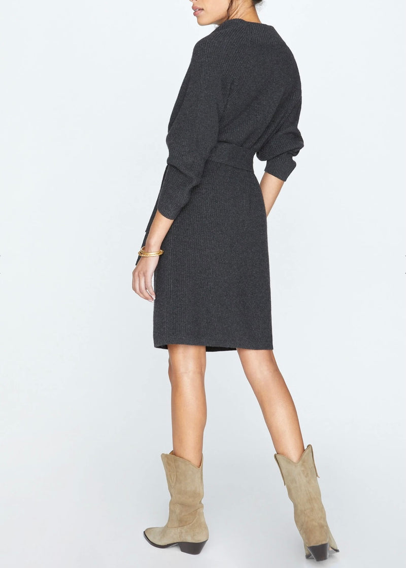 Leith Belted Dress - Dark Charcoal Melange Grey - house of lolo