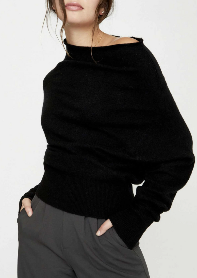 Black cashmere off clearance the shoulder sweater