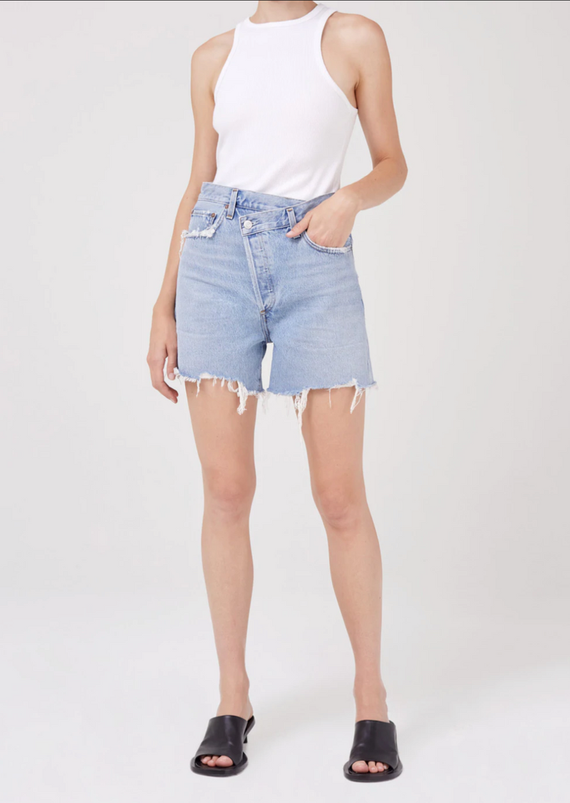 Criss cross denim deals shorts