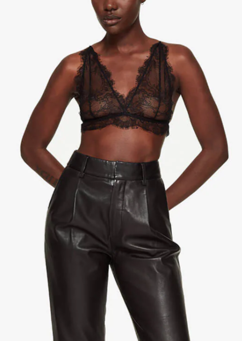 Louella Black Satin Body Triangle Bralette from Misspap on 21 Buttons