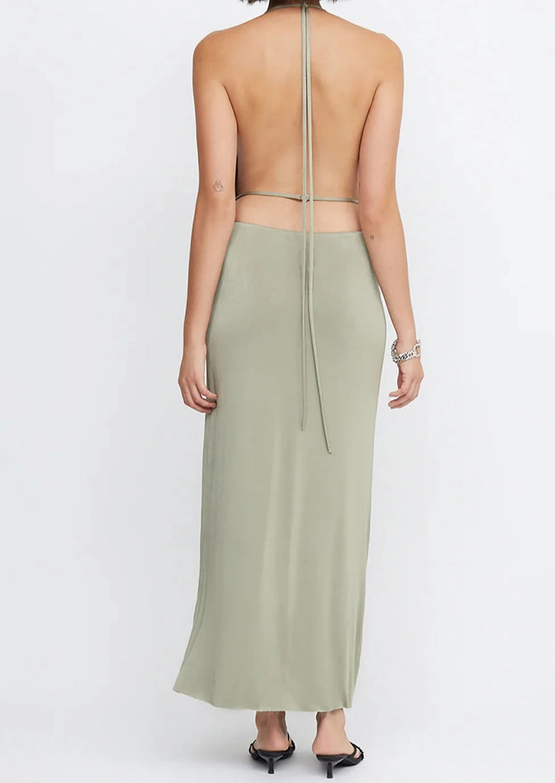 Ariel Halter Maxi Dress - Sage Ariel Halter Maxi Dress - Sage
