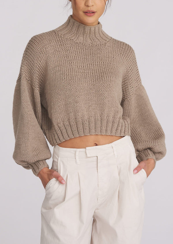 Evie Crop Sweater - Taupe - house of lolo