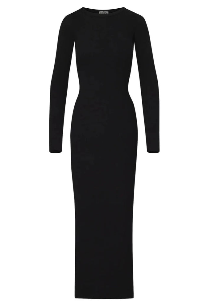 knee length dresses for ladies Long Sleeve Crewneck Maxi