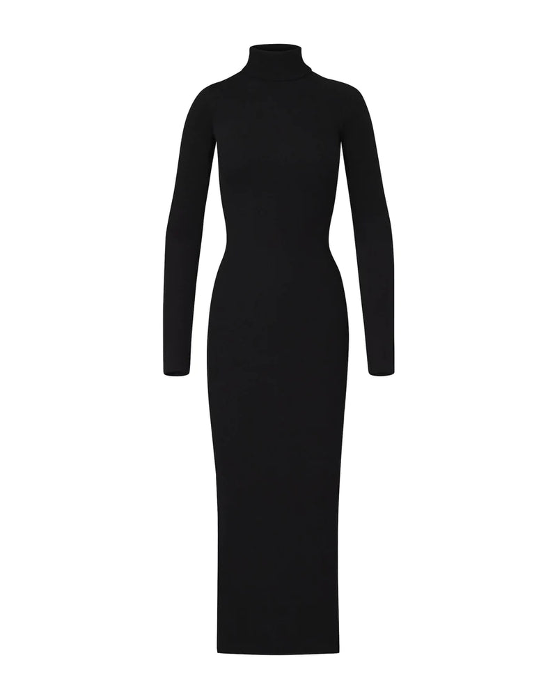 Black long sleeve top turtleneck maxi dress