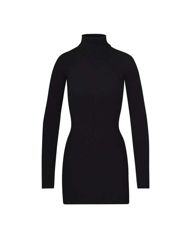 Eterne Turtleneck Ribbed Jersey Dress - Black Eterne Turtleneck Ribbed Jersey Dress - Black