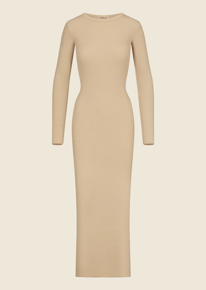 Long Sleeve Crewneck Maxi - Sand L Long Sleeve Crewneck Maxi - Sand L